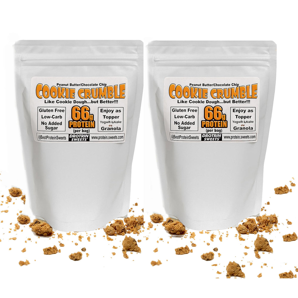 TRUE PATH high protein cookie pack shot featuring peanut butter and chocolate chips for on-the-go snacking