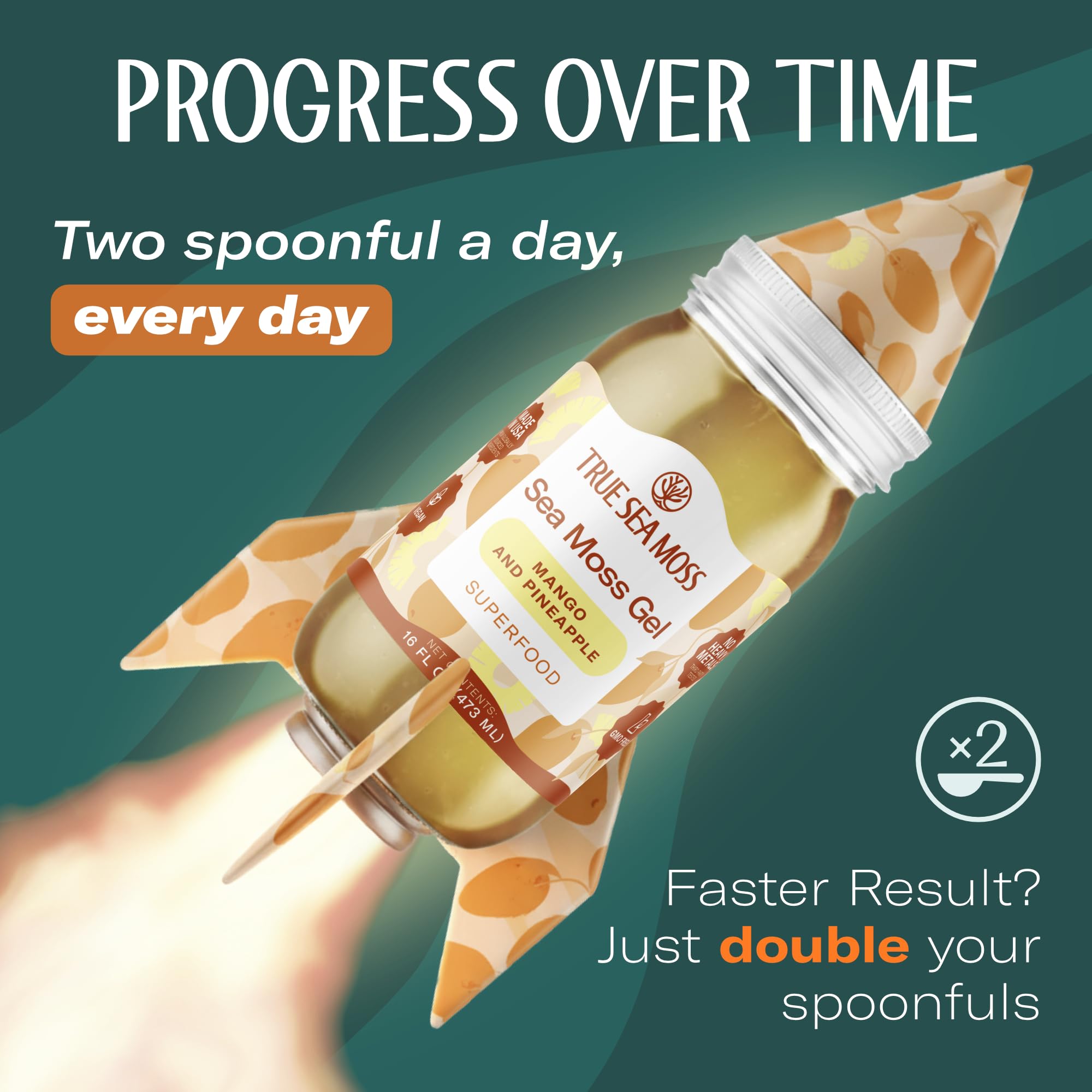 TrueSeaMoss product line with gels, drops, and powders