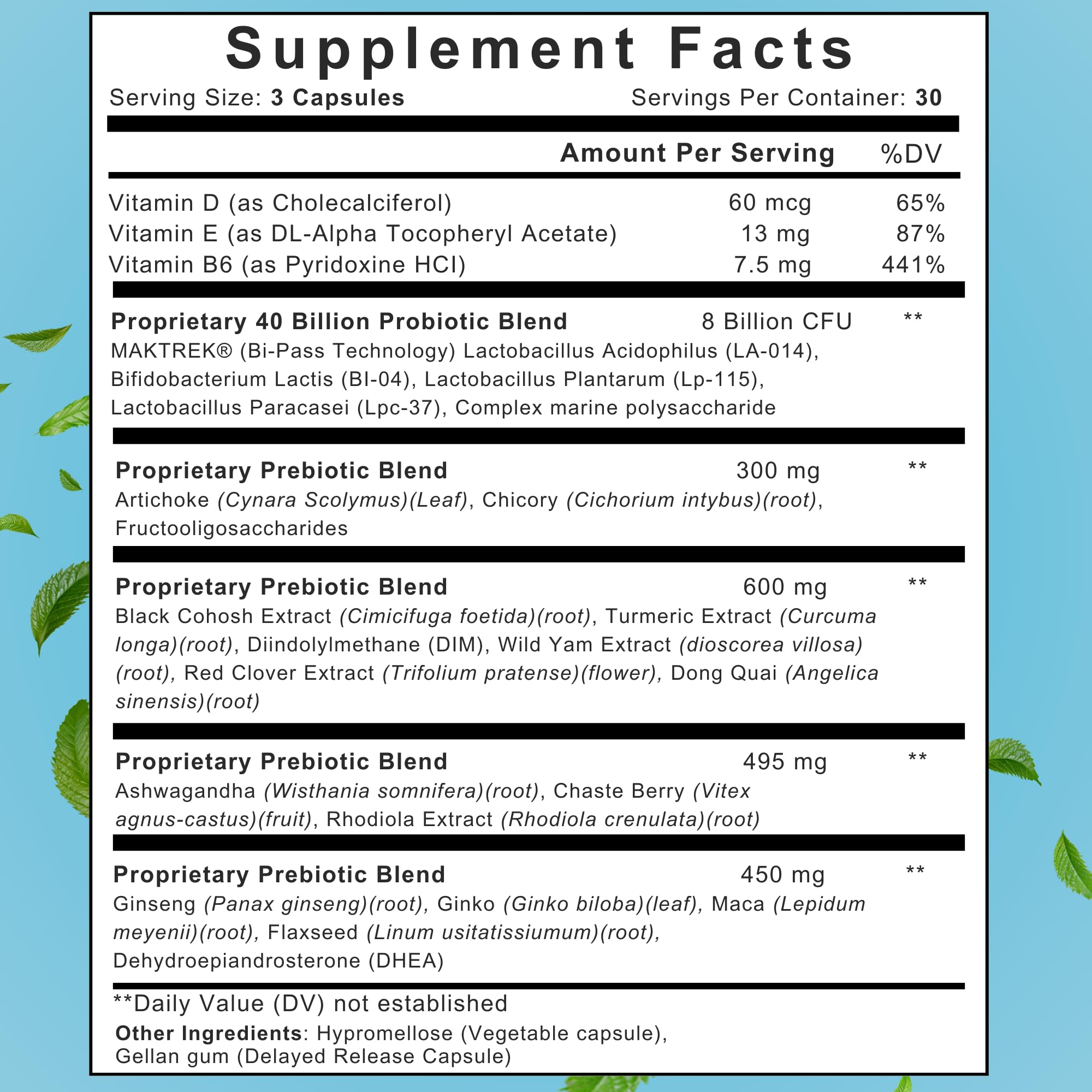 True Spring Eve Balance probiotics graphic hints gut health support.