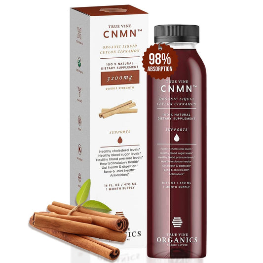 True Vine 3200mg liquid cinnamon bottle with pour spout for fast absorption.