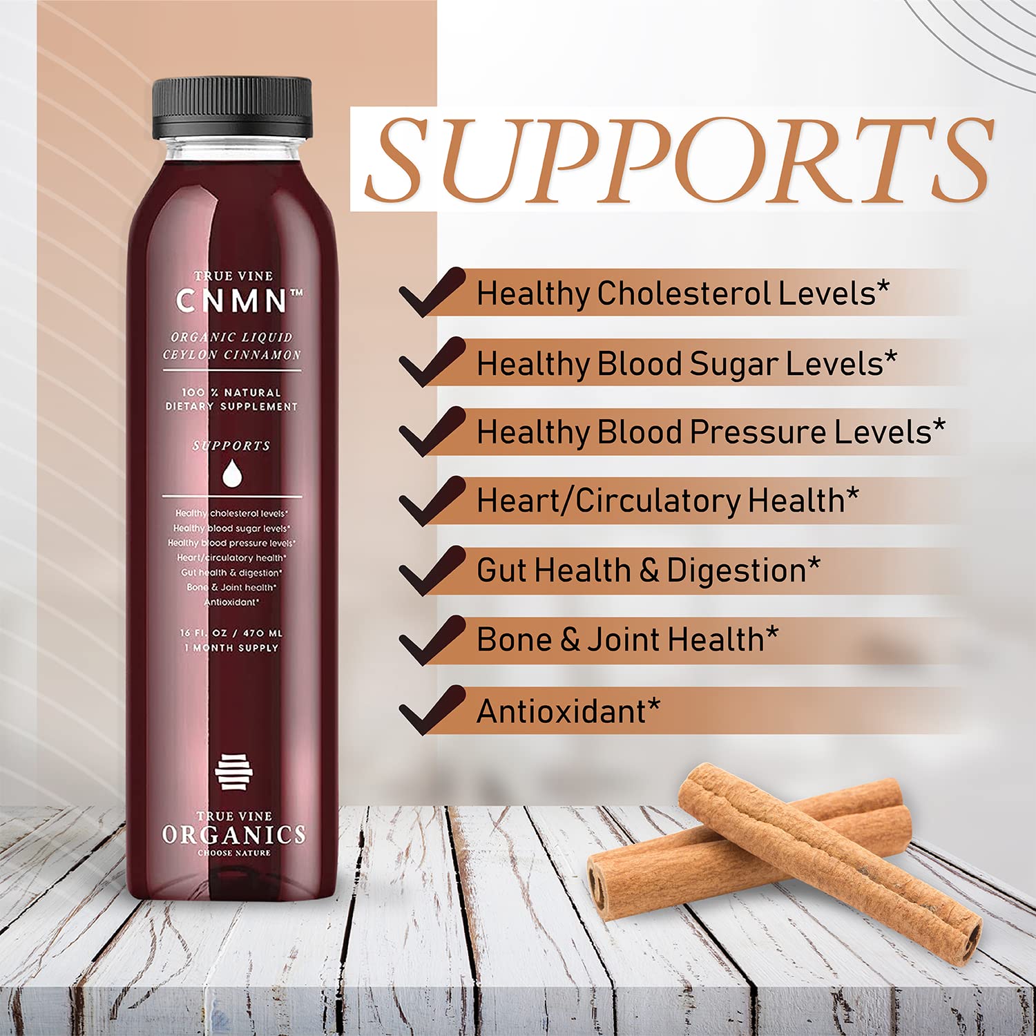 True Vine ceylon cinnamon oil dropper shows high potency cinnamon oil.