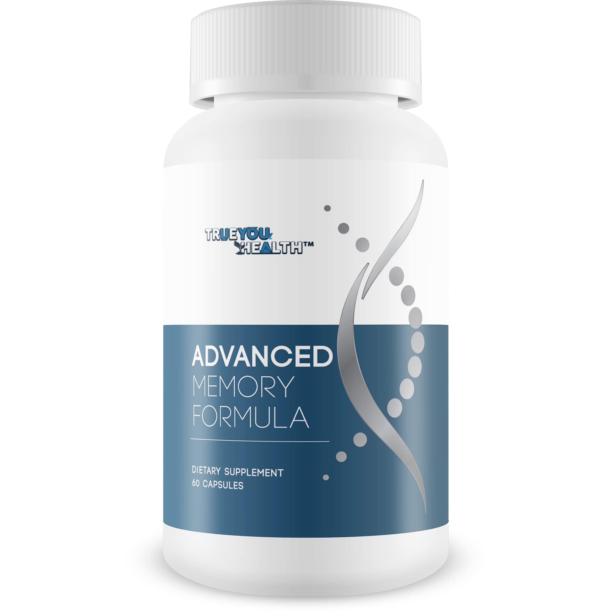 True You Health Advanced Memory Formula bottle shows premium cognitive support for daily focus.