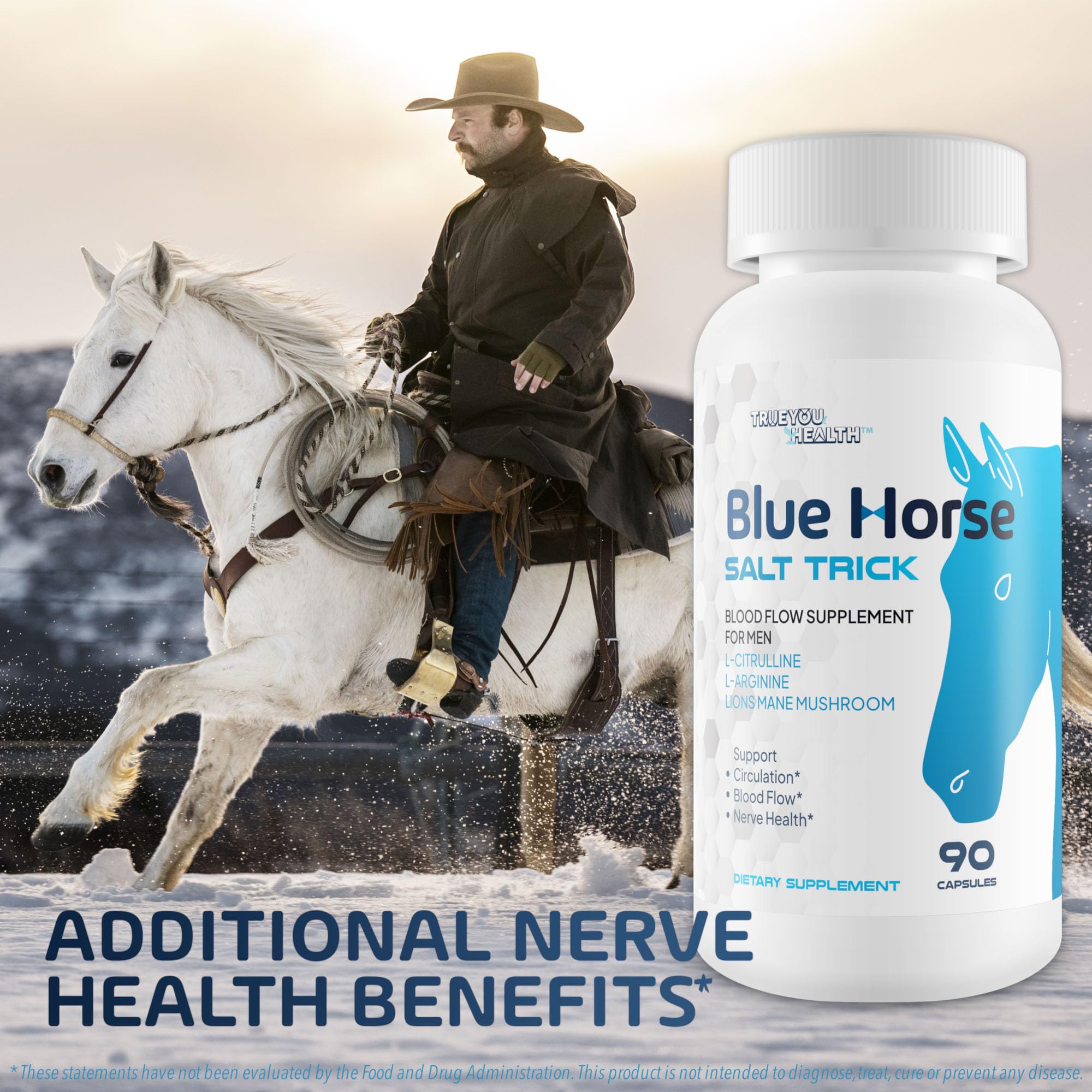 True You Health Blue Horse Salt Trick ingredients chart shows magnesium and vitamins.