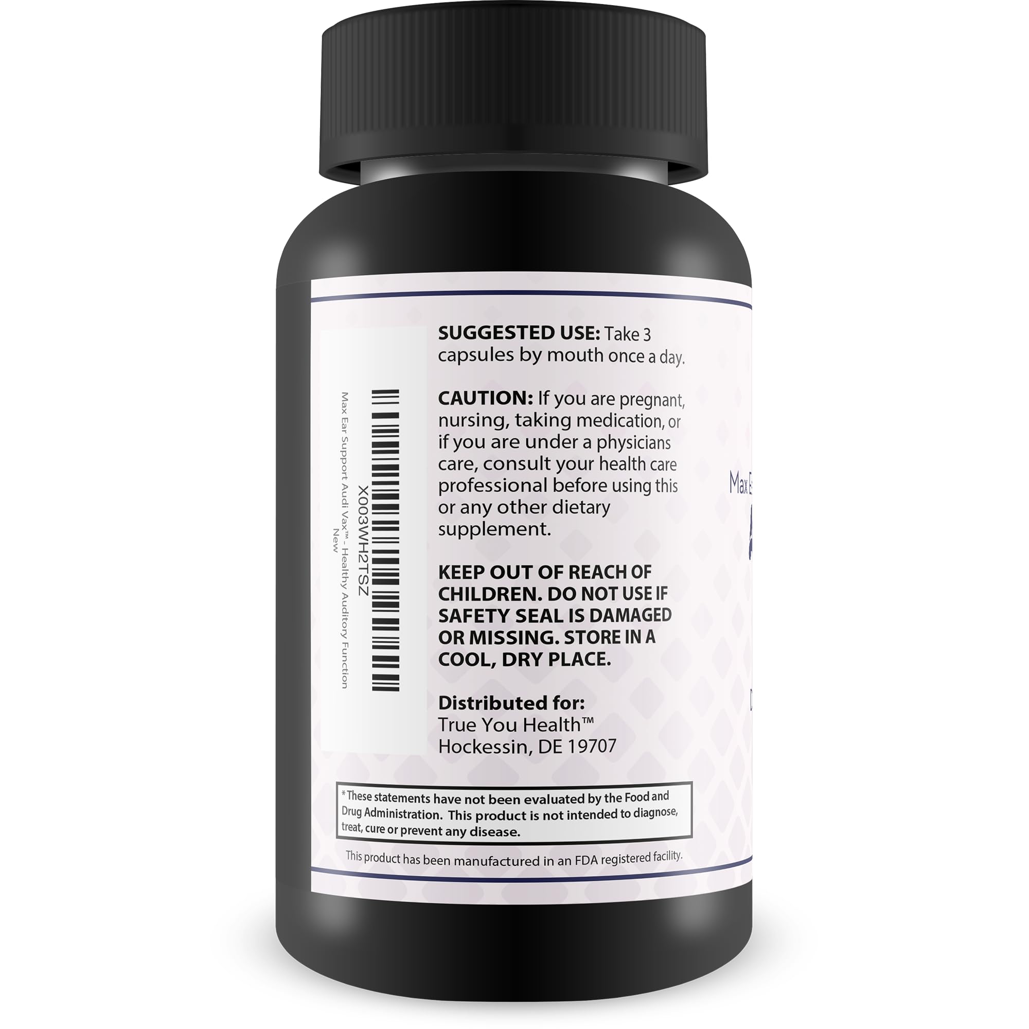 True You Health Max Ear Support Audi Vax ingredients list highlights vitamins and minerals