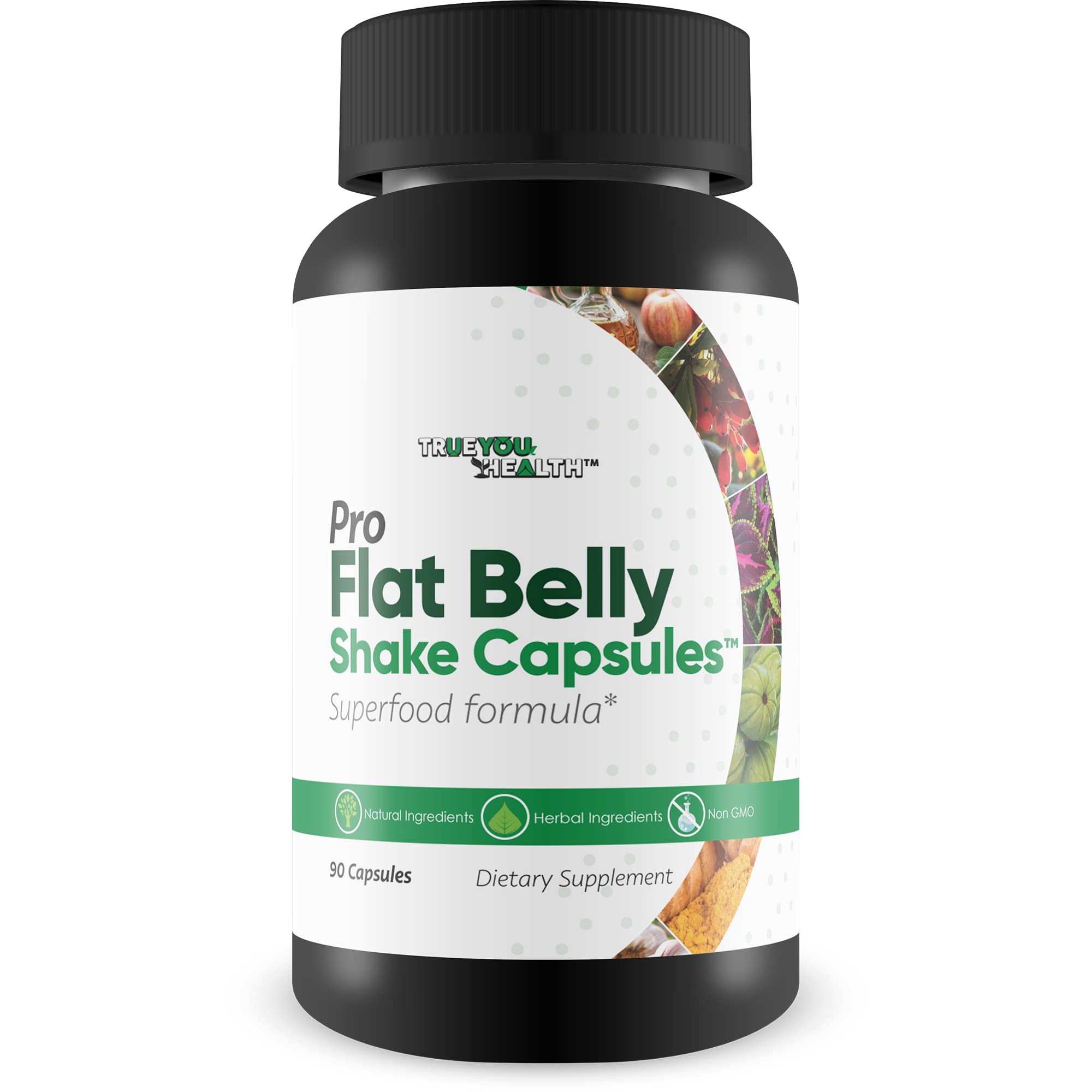 True You Health Pro Flat Belly Shake Capsules bottle for convenient daily gut cleanse.