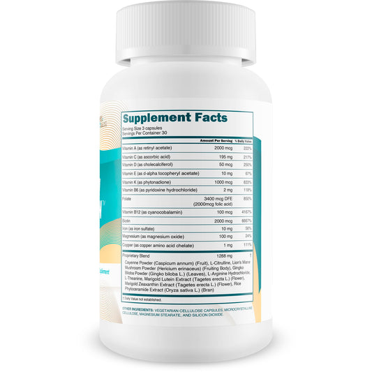 True You Health Yellow Vitamin capsules closeup for nerve support.