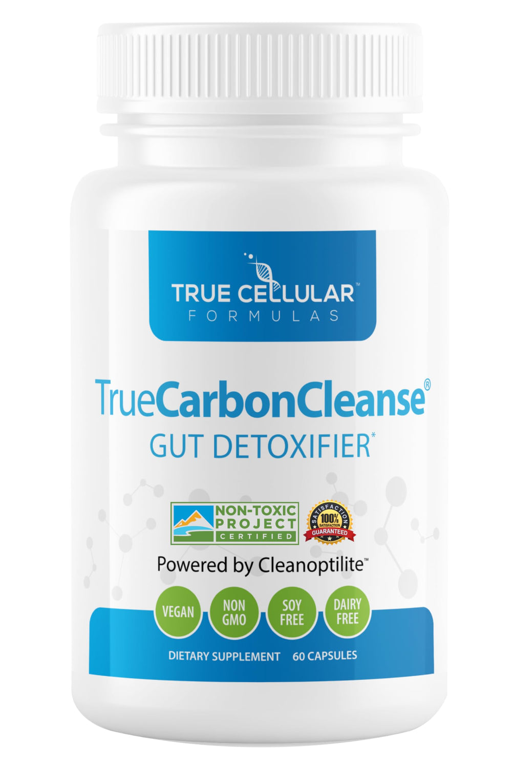 TrueCarbonCleanse bathroom-scene emphasizes convenient vegan detox support in daily life.