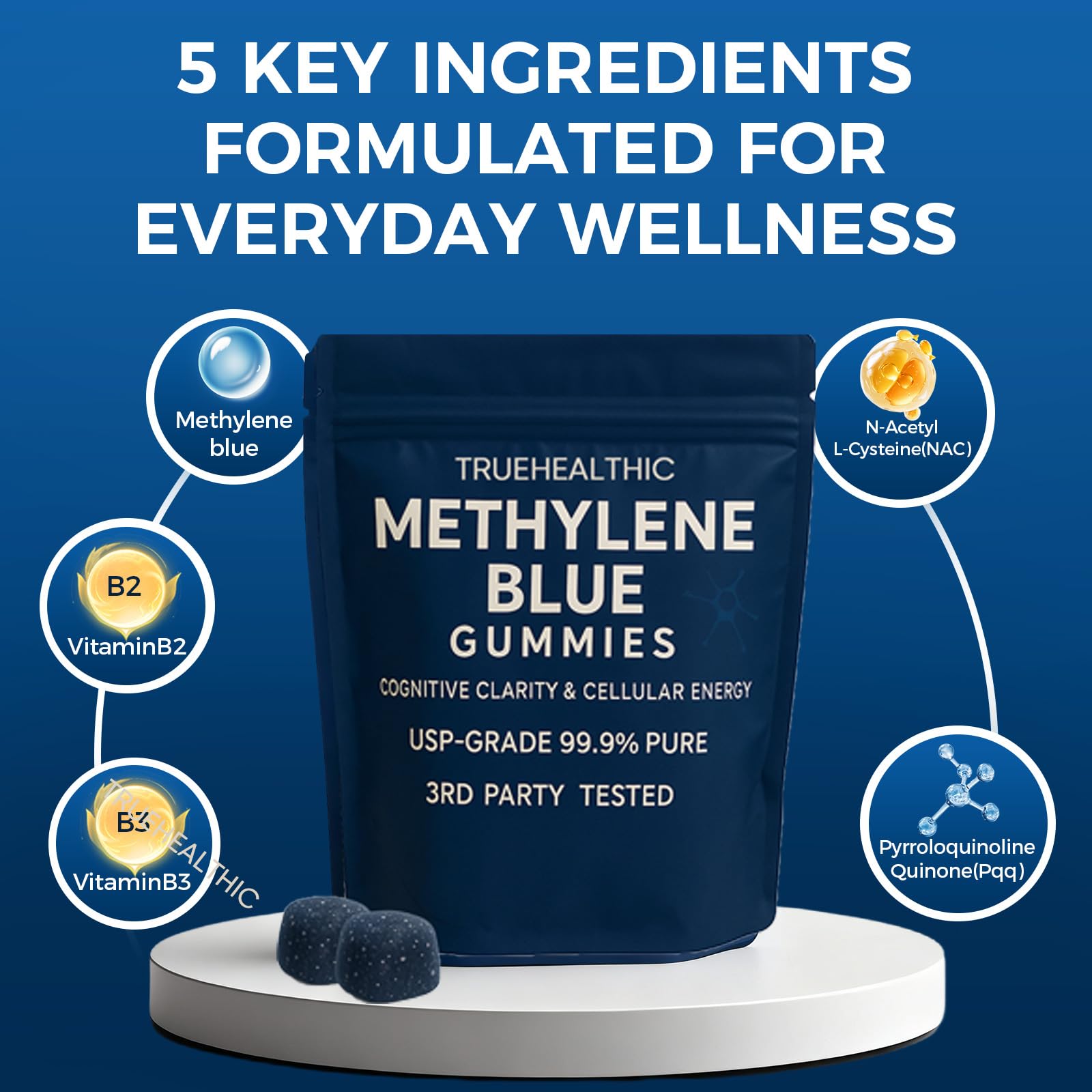 TRUEHEALTHIC clean-label ingredients emphasized in a gummy formula.