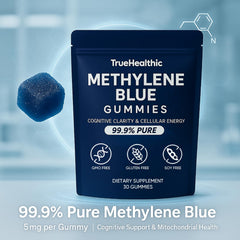 TRUEHEALTHIC Methylene Blue Gummies close-up of the blue raspberry flavor