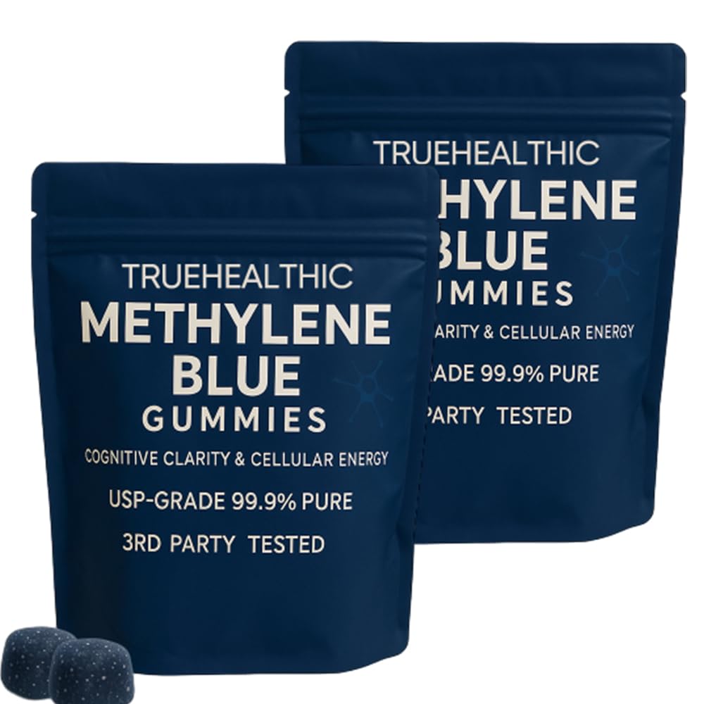 TRUEHEALTHIC Methylene Blue Gummies bottle offering convenient cognitive support