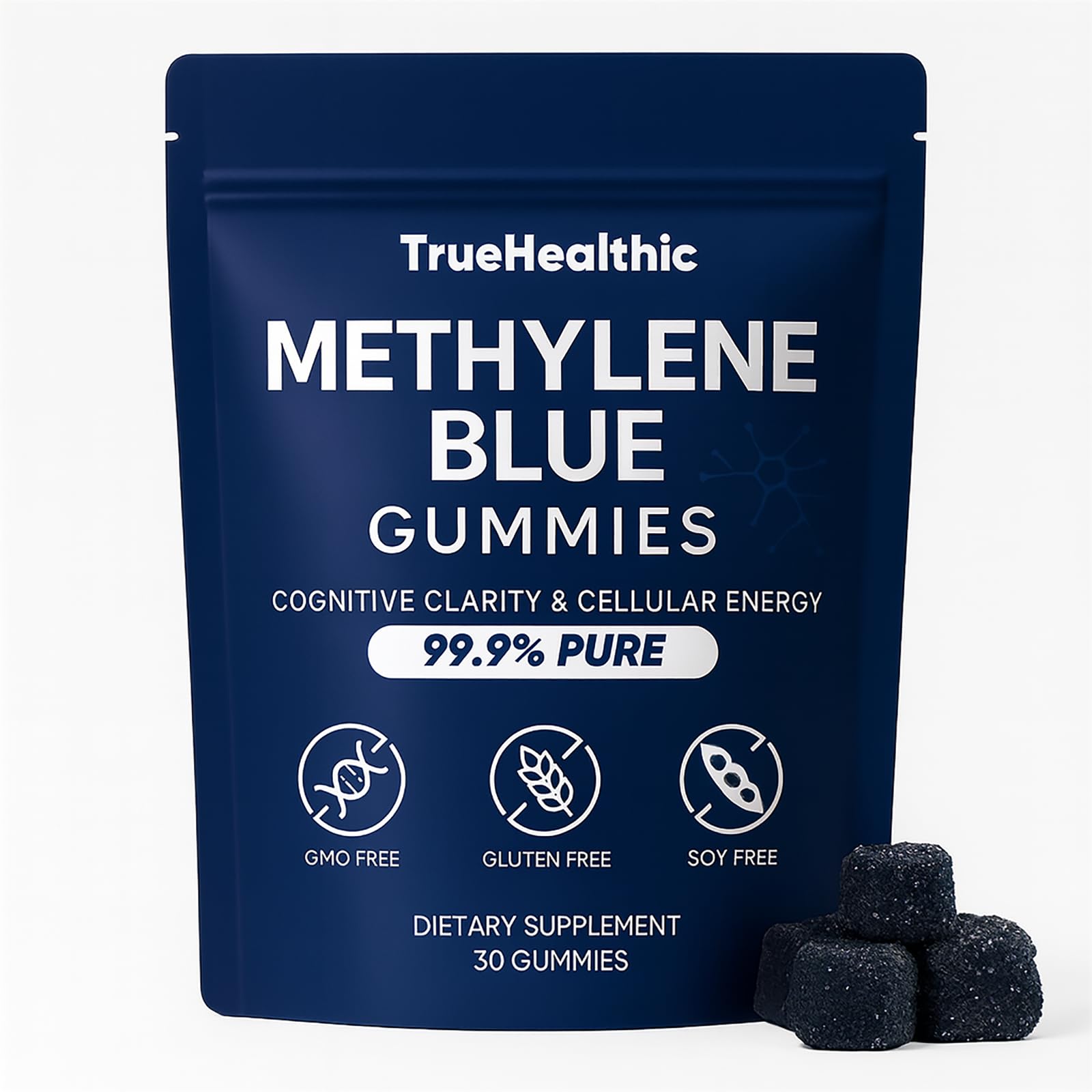 TRUEHEALTHIC Methylene Blue Gummies bottle for on the go energy and focus support