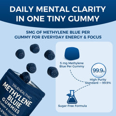TRUEHEALTHIC Methylene Blue Gummies serving image showing 5 mg per gummy