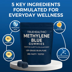 TRUEHEALTHIC Methylene Blue Gummies texture shows smooth, chewable consistency for quick intake.