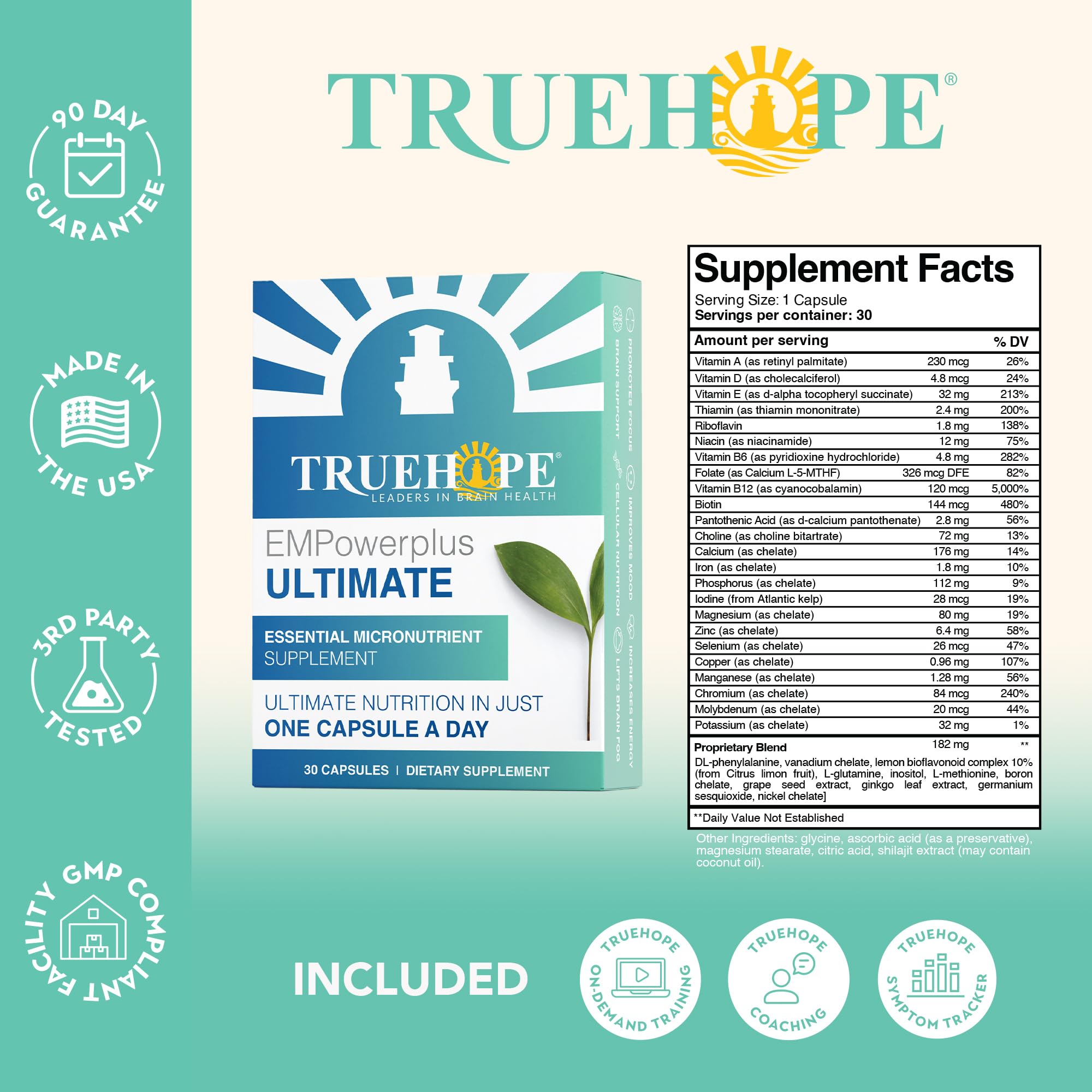 Brand label detail for EMPowerplus Ultimate Strength emphasizing quality