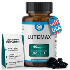 TrueMed Lutemax 40 mg bottle shown for daily eye comfort and clarity