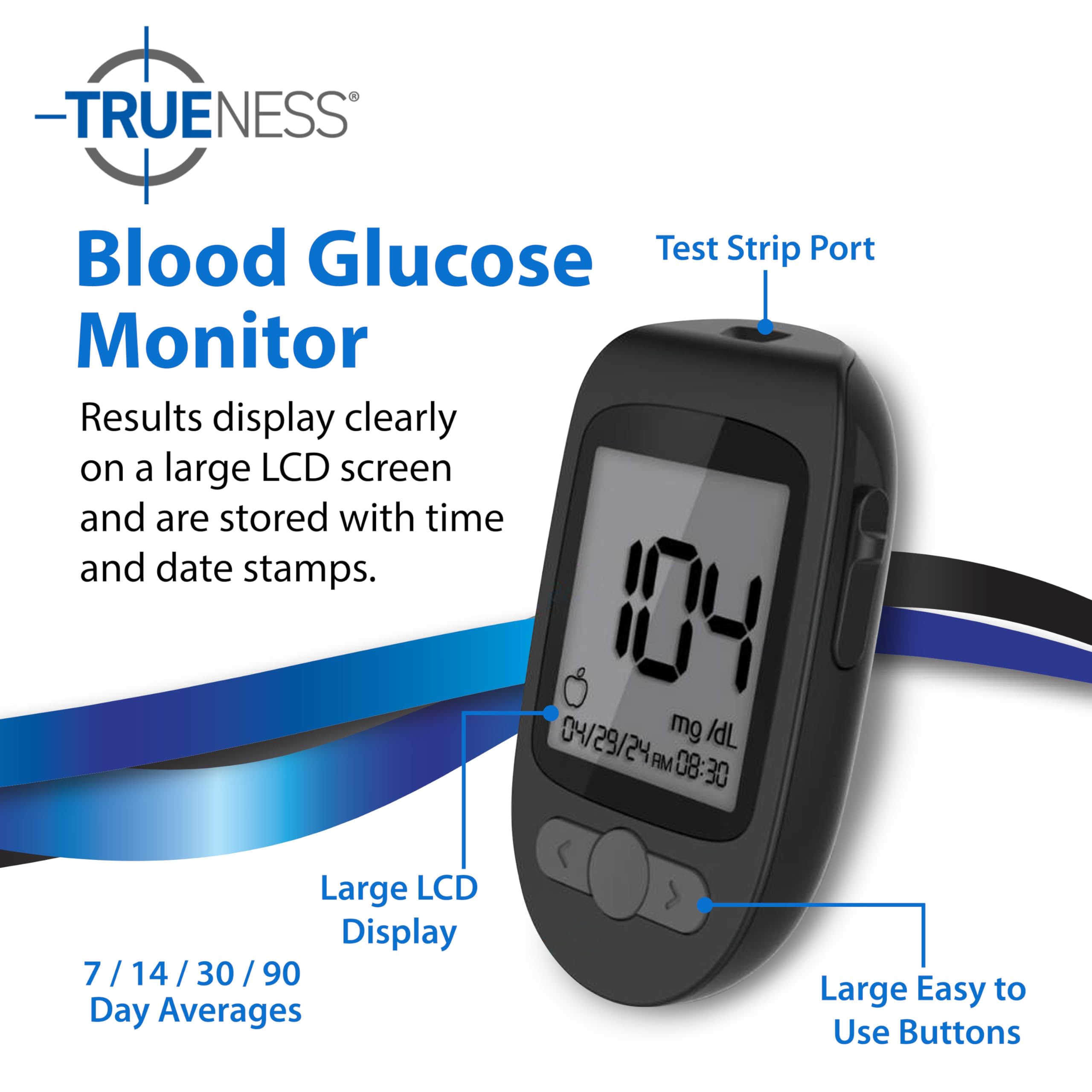 TRUENESS lancing device in use for comfortable testing.