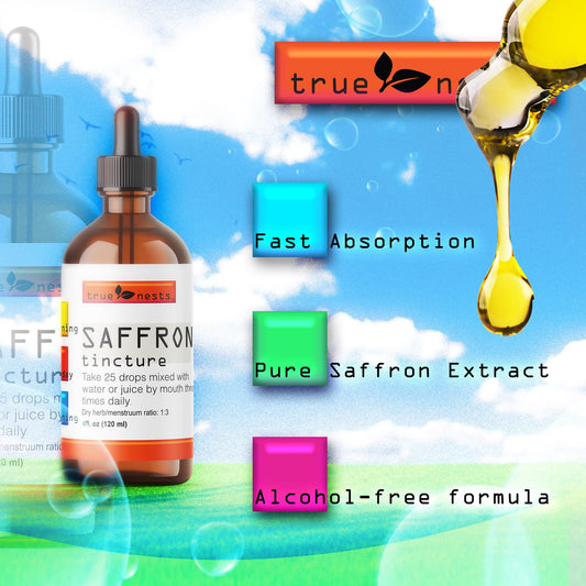True Nests saffron liquid extract drops ready for easy dosing