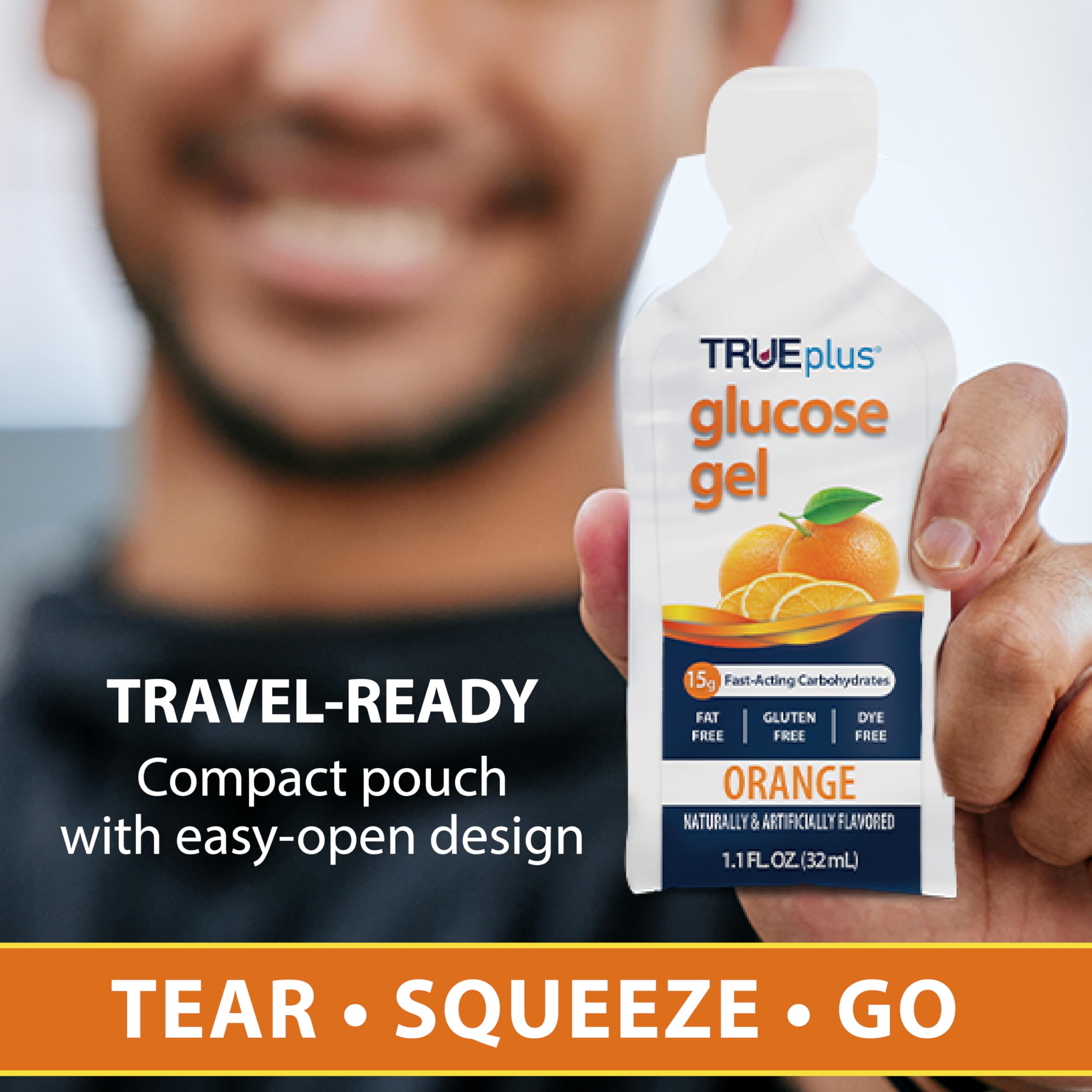 TRUEplus packaging label highlights gluten-free and fat-free attributes