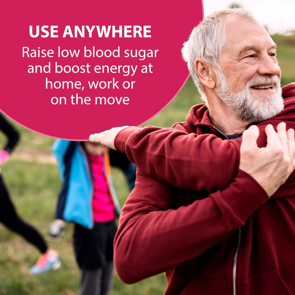 TRUEplus Glucose Shot 12-pack-display emphasizes bulk purchase and visibility