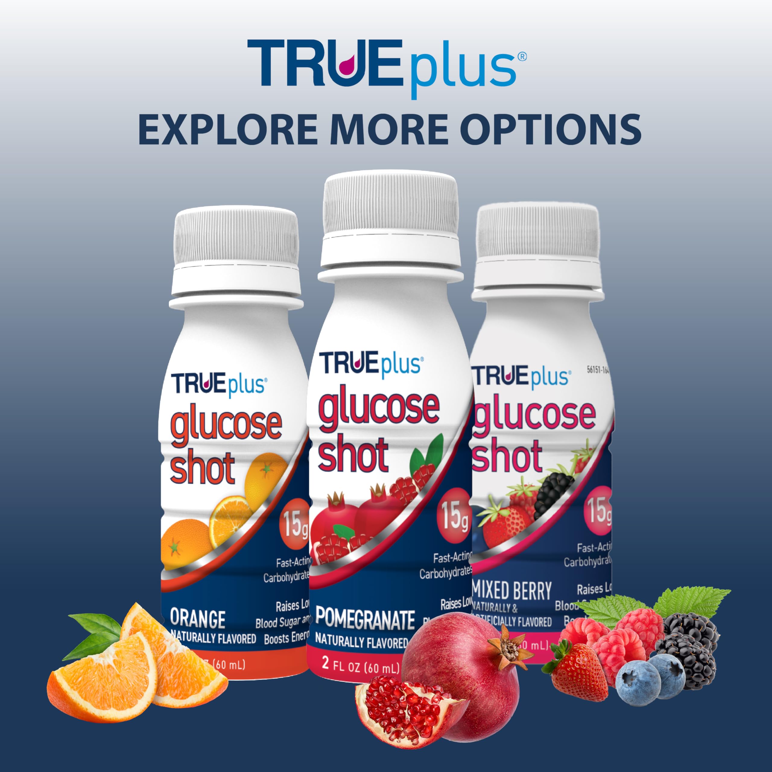 TRUEplus Glucose Shot label gluten-free fat-free communicates dietary flexibility