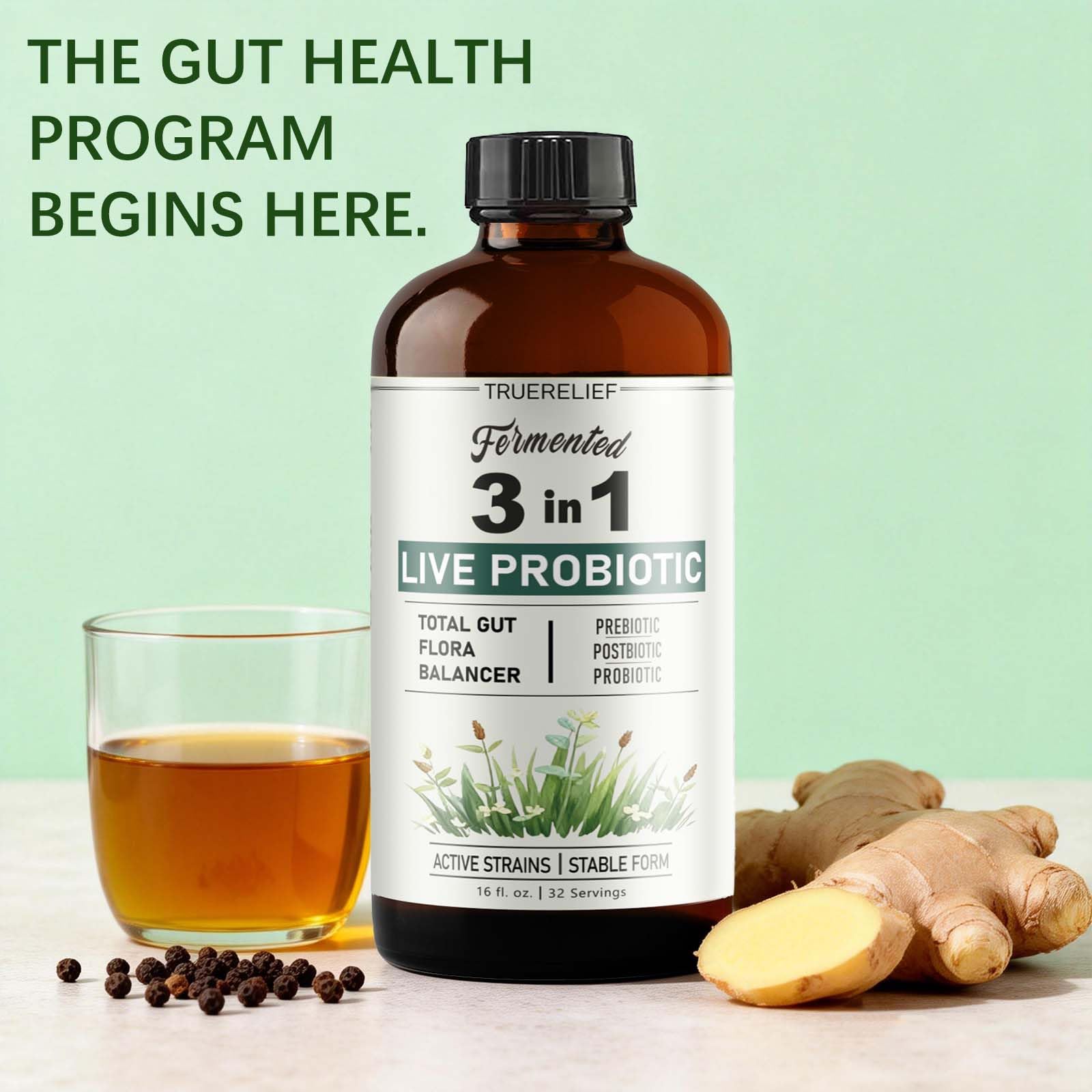 TRUERELIEF close-up emphasizes natural fermentation process in formulation.