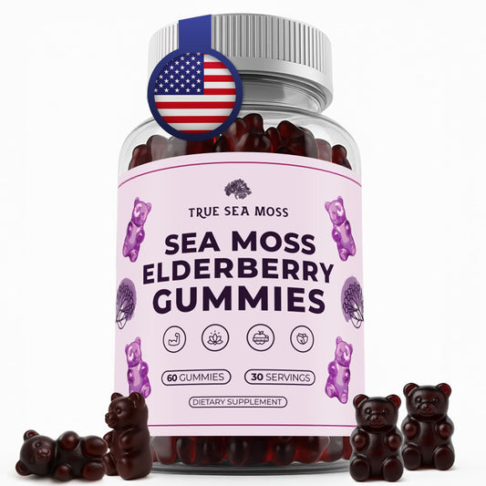 TrueSeaMoss sea moss gummies with elderberry in a jar for daily immune support