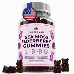 TrueSeaMoss sea moss gummies with elderberry in a jar for daily immune support