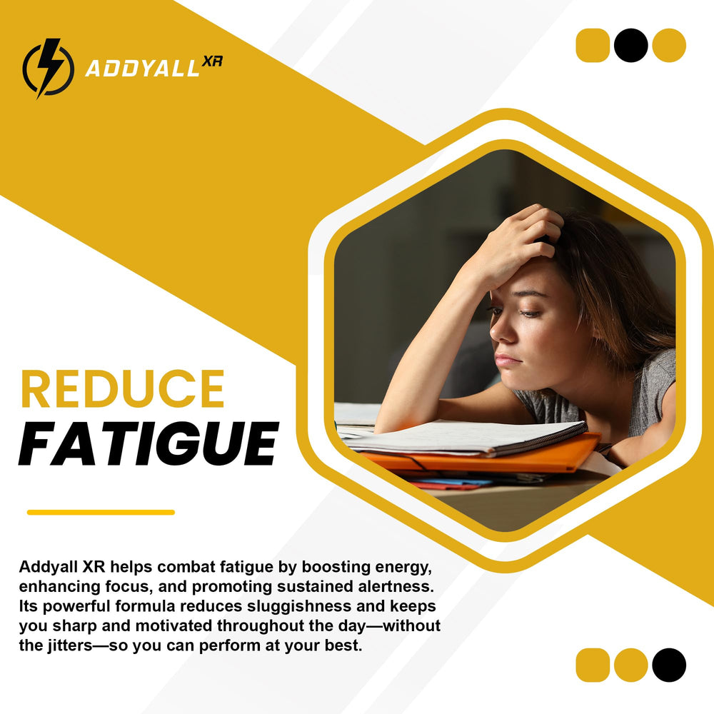 AddyAll XR bottle and capsules illustrating steady energy without jitters.