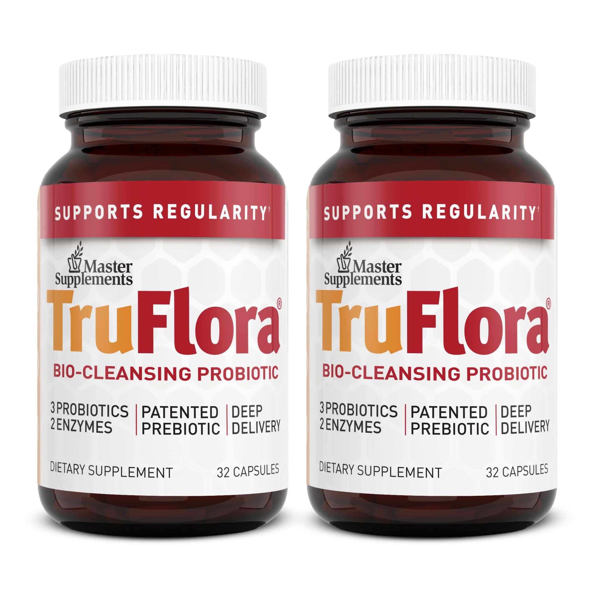 TruFlora Master Supplements bottle front for daily gut support with probiotic-enzymes blend