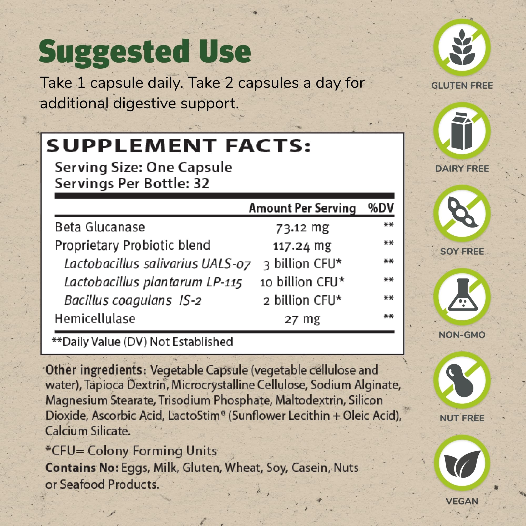 TruFlora label close-up reveals acid-proof delivery and prebiotic boost
