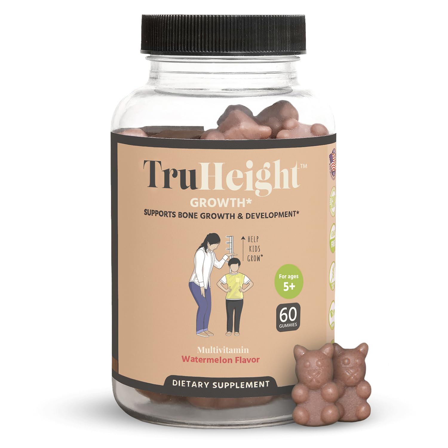 TruHeight Growth Gummies watermelon packaging designed for kid-friendly daily use.