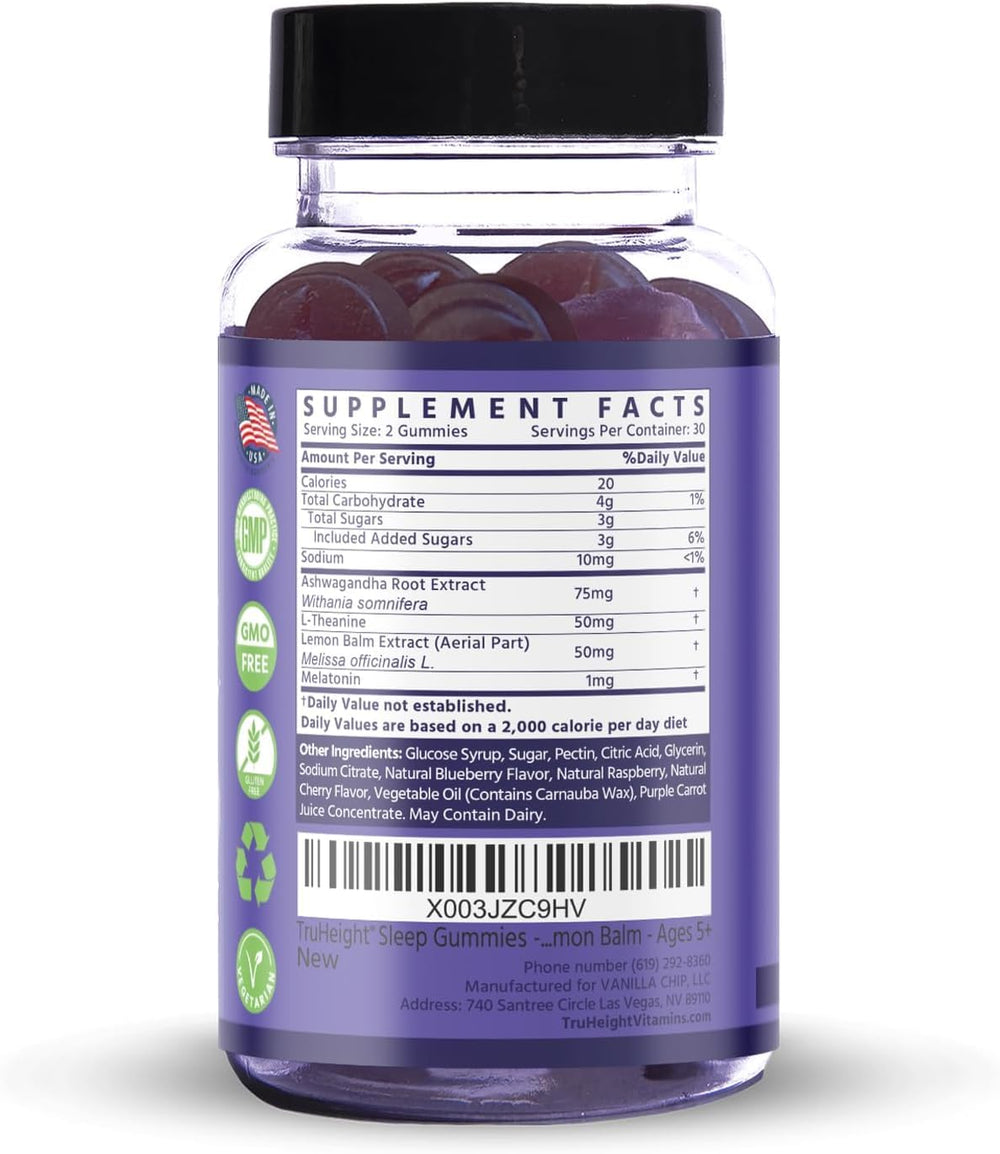 Pour shot of TruHeight Sleep Gummies showing easy bedtime dosing.