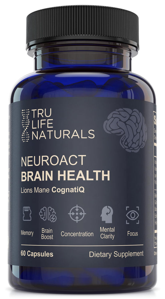 TRULIFE NATURALS NeuroACT bottle front view for focused thinking.
