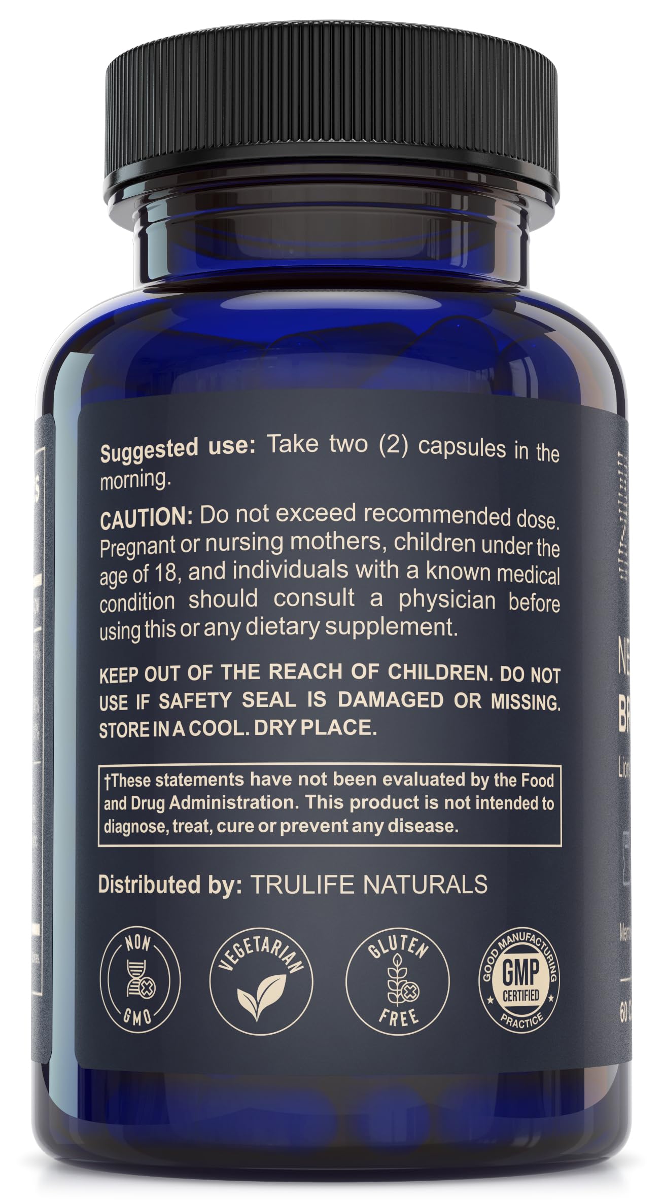 TRULIFE NATURALS NeuroACT CognatiQ ingredient focus reinforces brain performance.