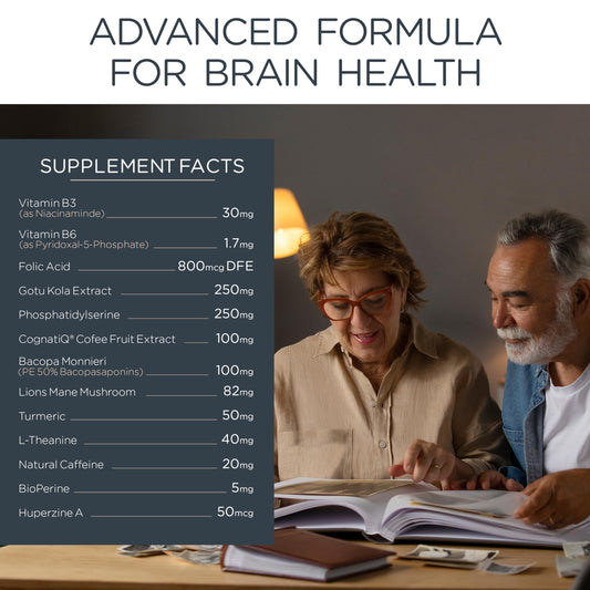 TRULIFE NATURALS NeuroACT label closeup showing CognatiQ and B vitamins for brain support.