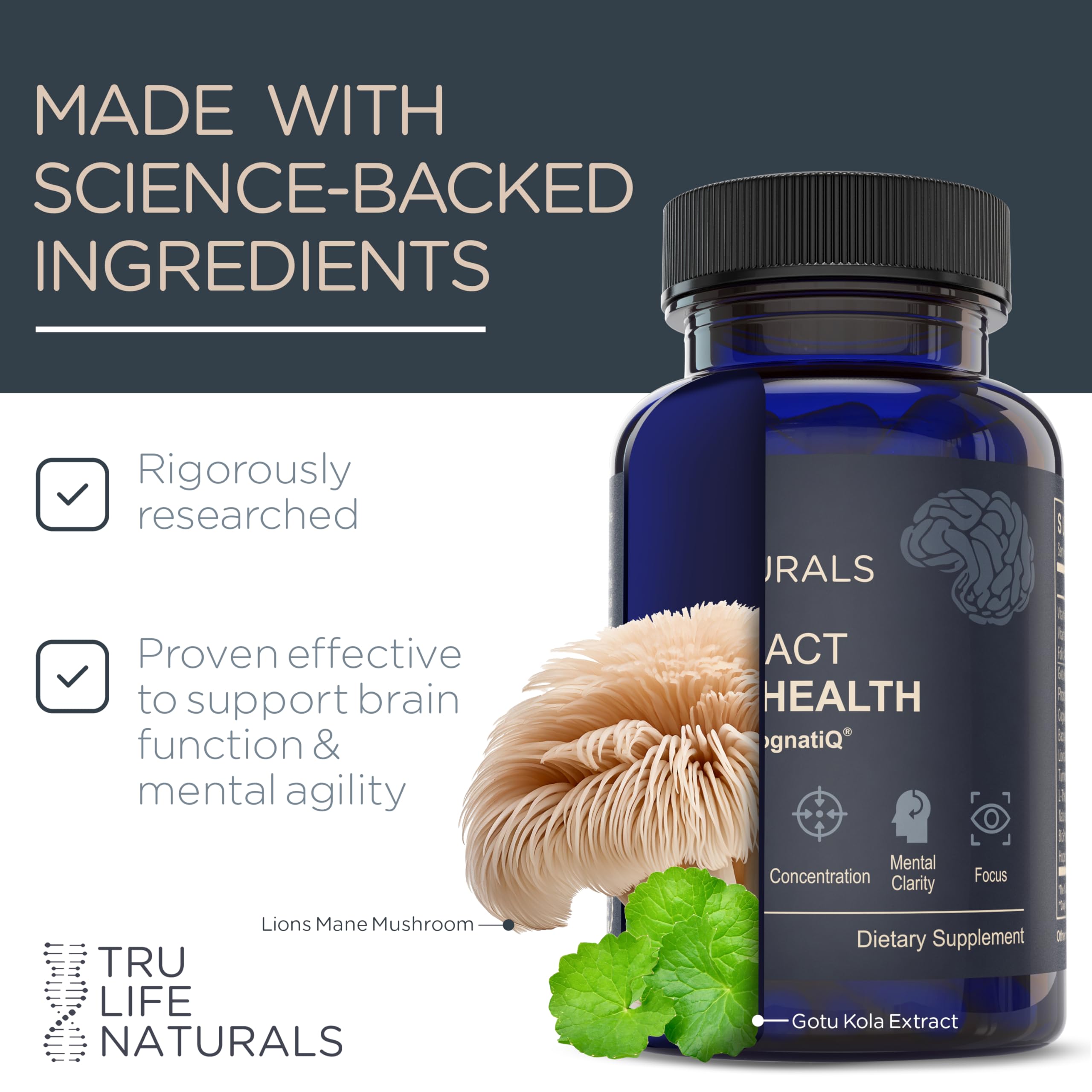 TRULIFE NATURALS NeuroACT in a morning routine setup with notes.