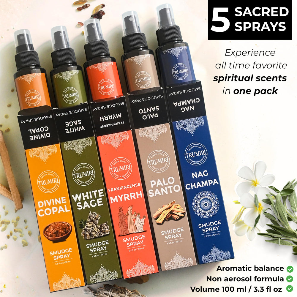 TRUMIRI Nag Champa spray for linens and soft textiles renewal.