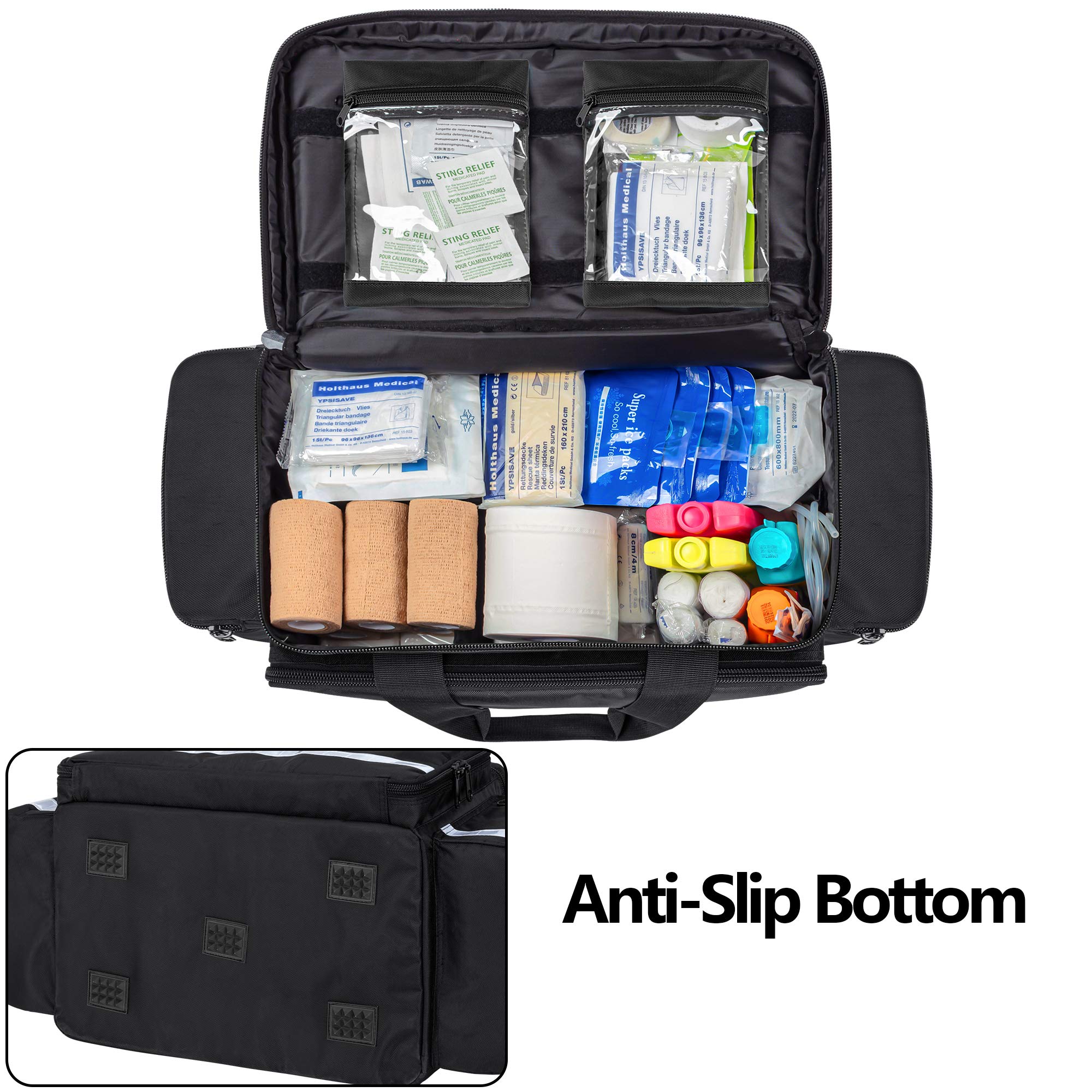 Trunab first aid bag front pockets layout enables quick tool access.