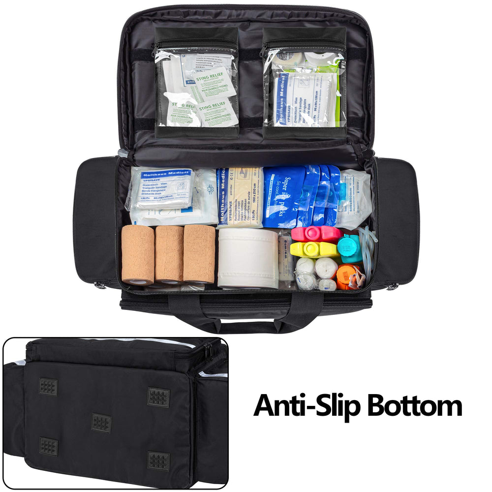 Trunab first aid bag front pockets layout enables quick tool access.
