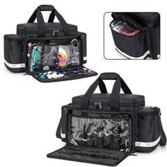 Trunab first aid bag removable dividers separate supplies for easy access.