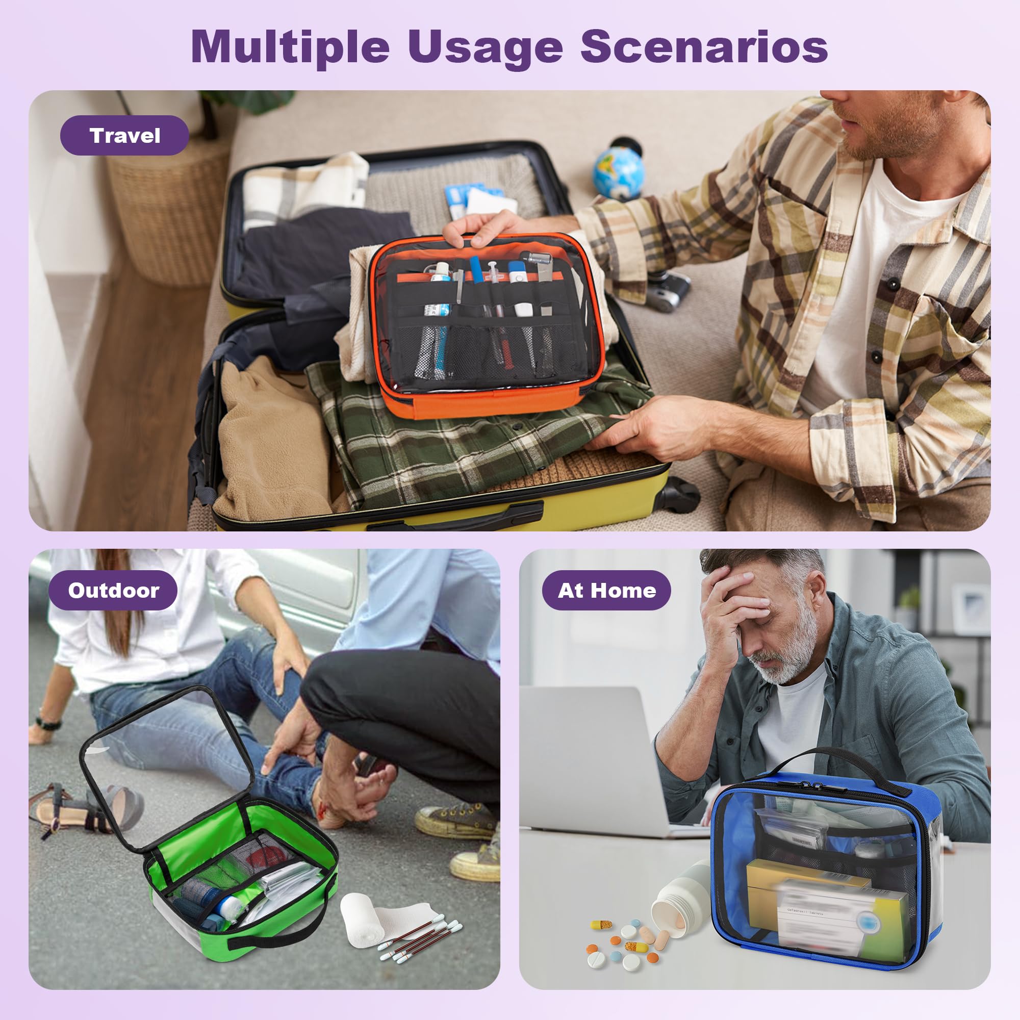 Trunab portable first aid bags ideal for home, car, and outdoor trips.