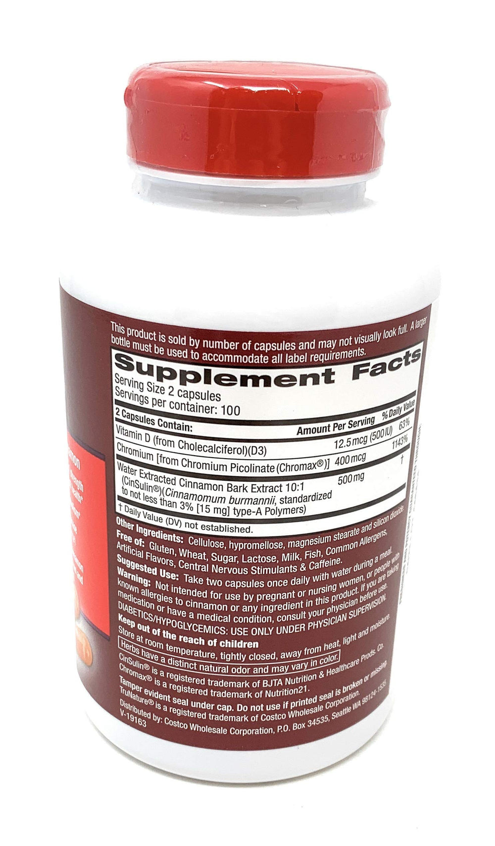 TruNature CinSulin 500mg serving image with two capsules