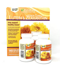Close-up of label shows 25 mg lutein and 5 mg zeaxanthin