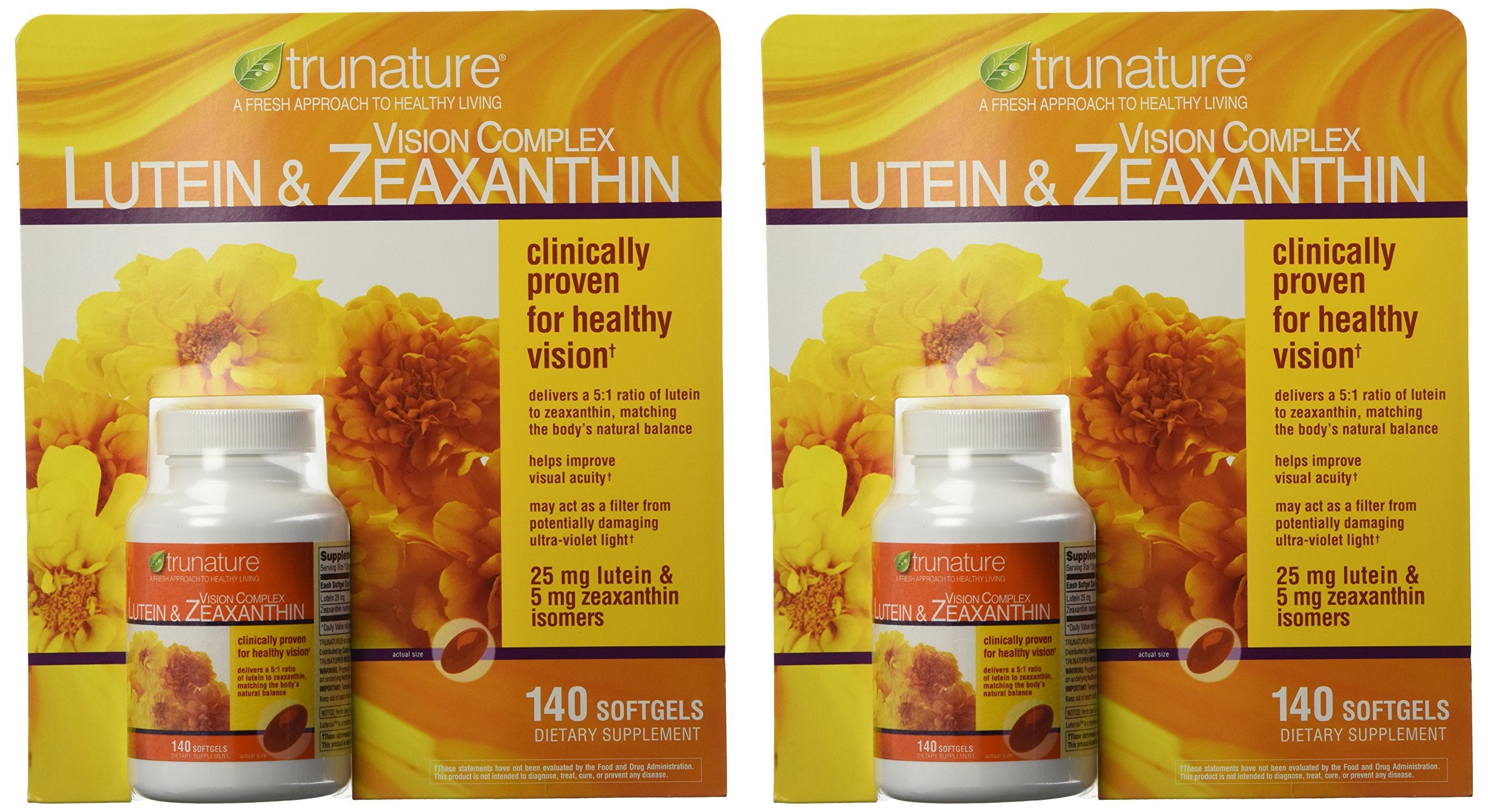 TruNature Vision Complex bottle label highlighting lutein and zeaxanthin for eye support