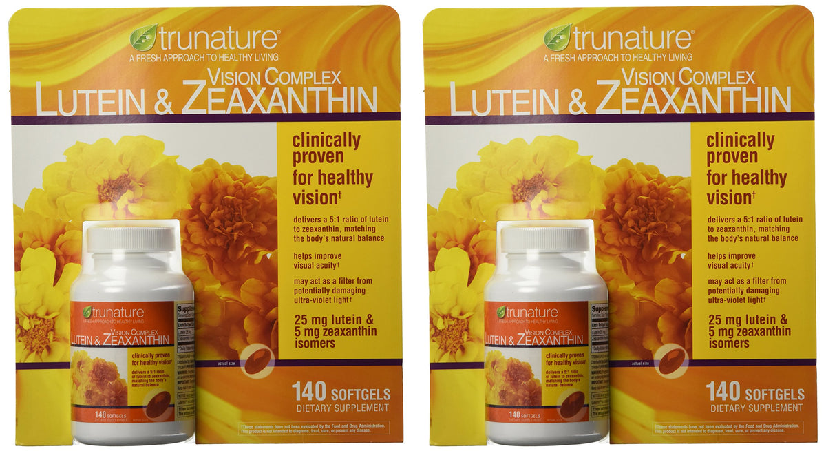 TruNature Vision Complex bottle label highlighting lutein and zeaxanthin for eye support
