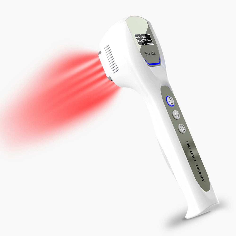 Truslite red-light device front panel with accessible controls for quick, targeted relief sessions.