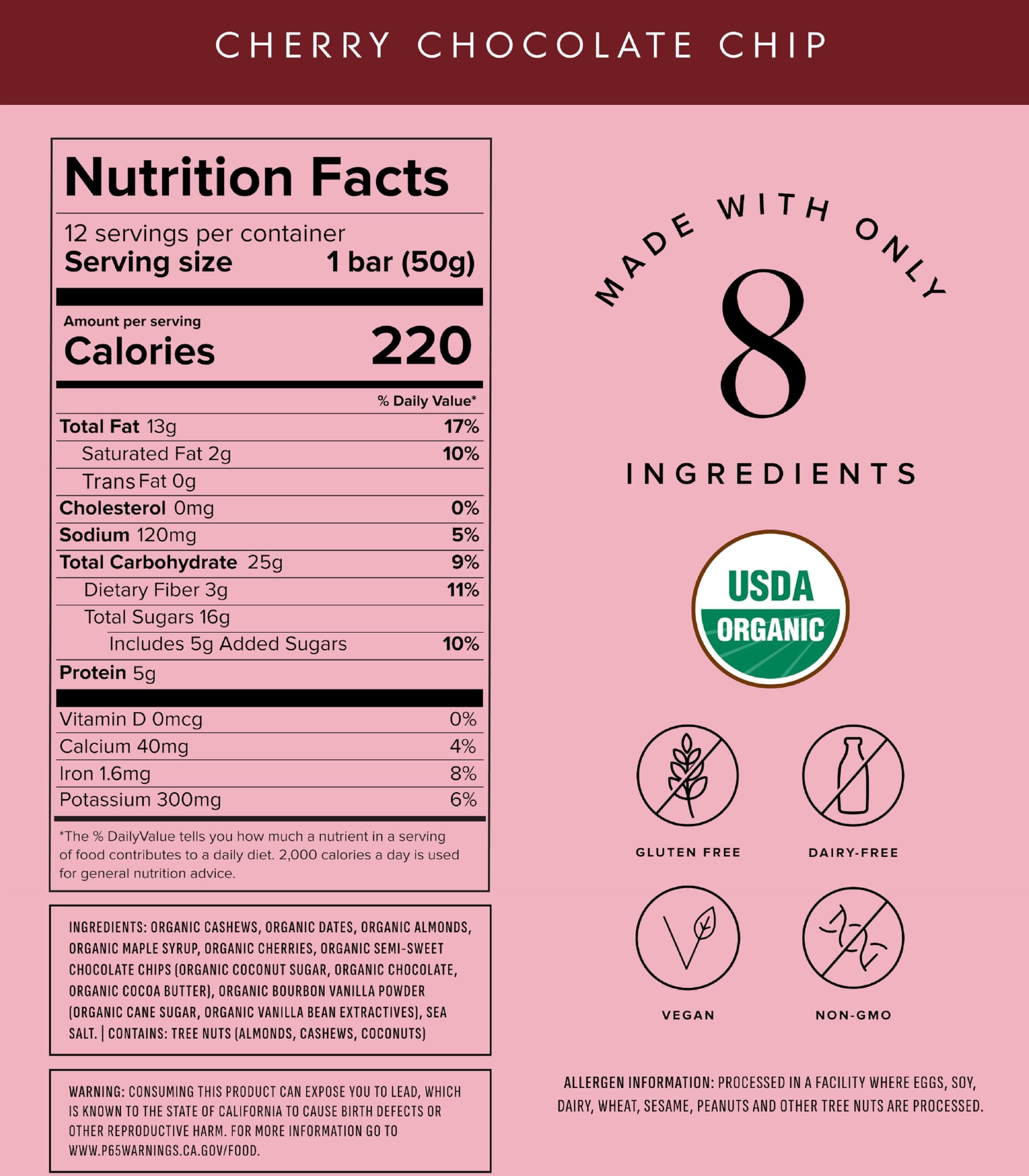 Truvani Cherry Chocolate Chip bar individually wrapped for convenient on-the-go snacking.