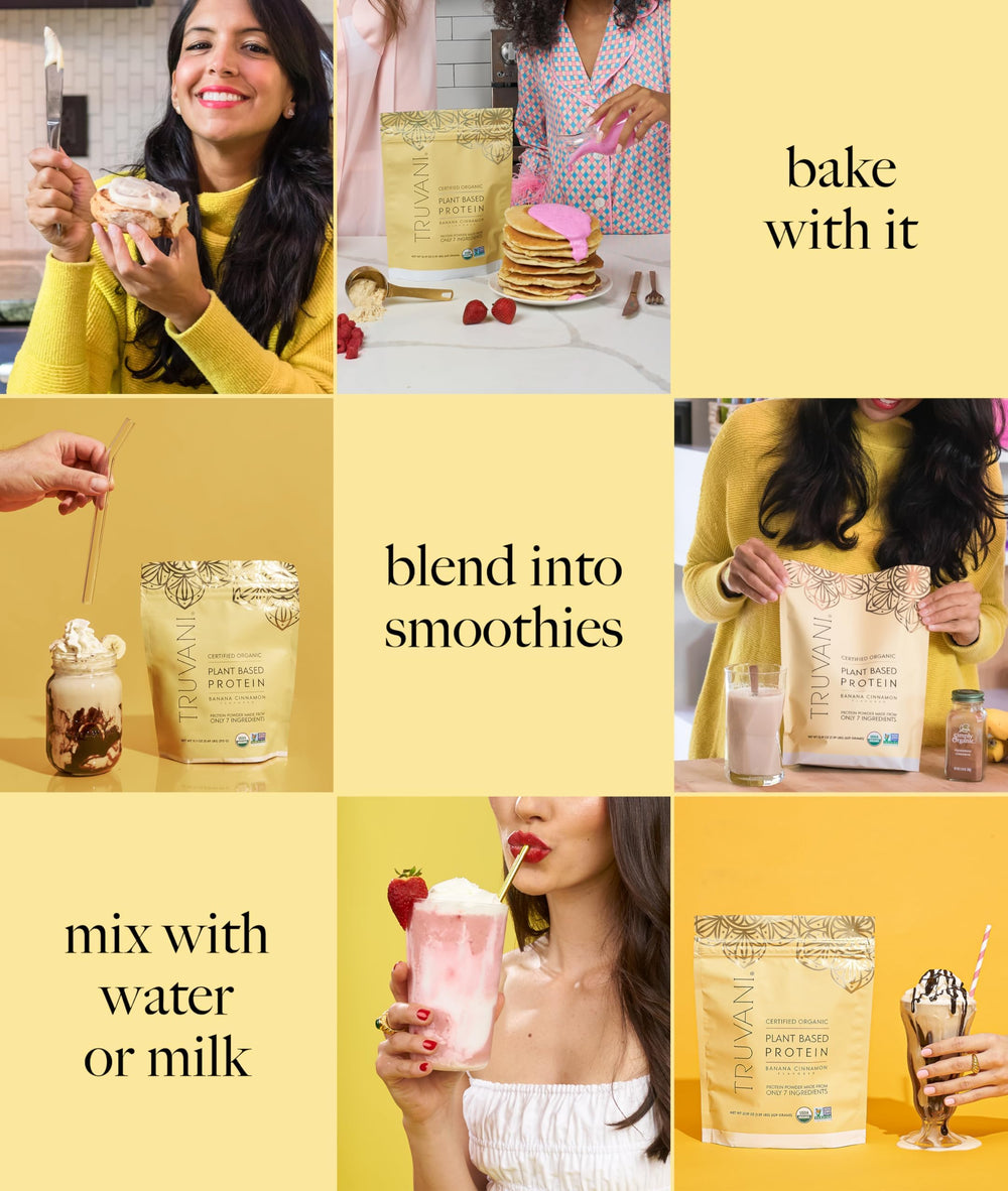 Truvani kitchen-blend smoothie scene for quick plant-based nutrition.