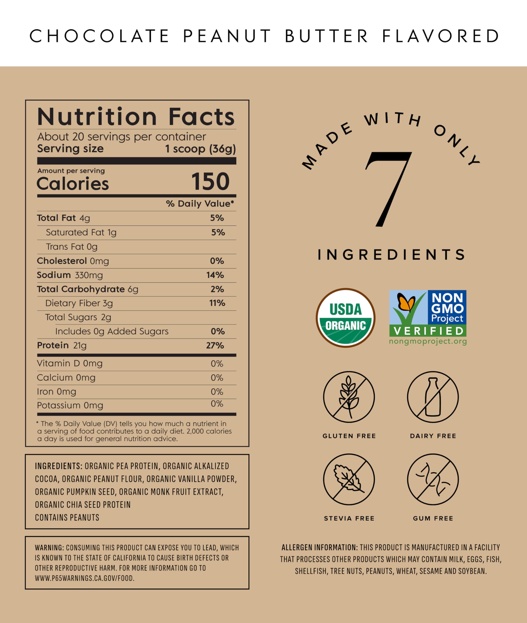 Truvani plant protein powder scoop on counter highlights clean label.