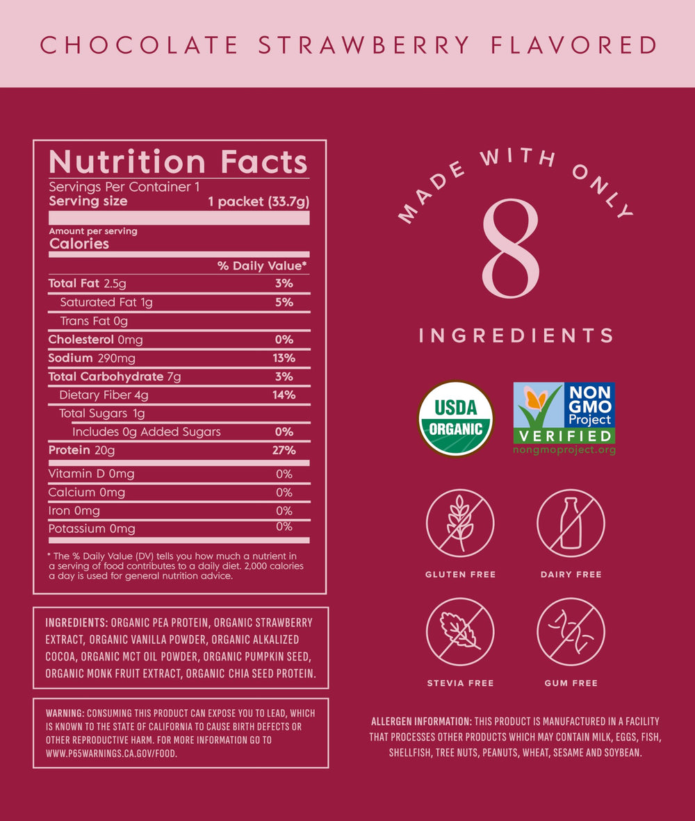 Truvani travel packets show convenient 20g servings for on-the-go protein.